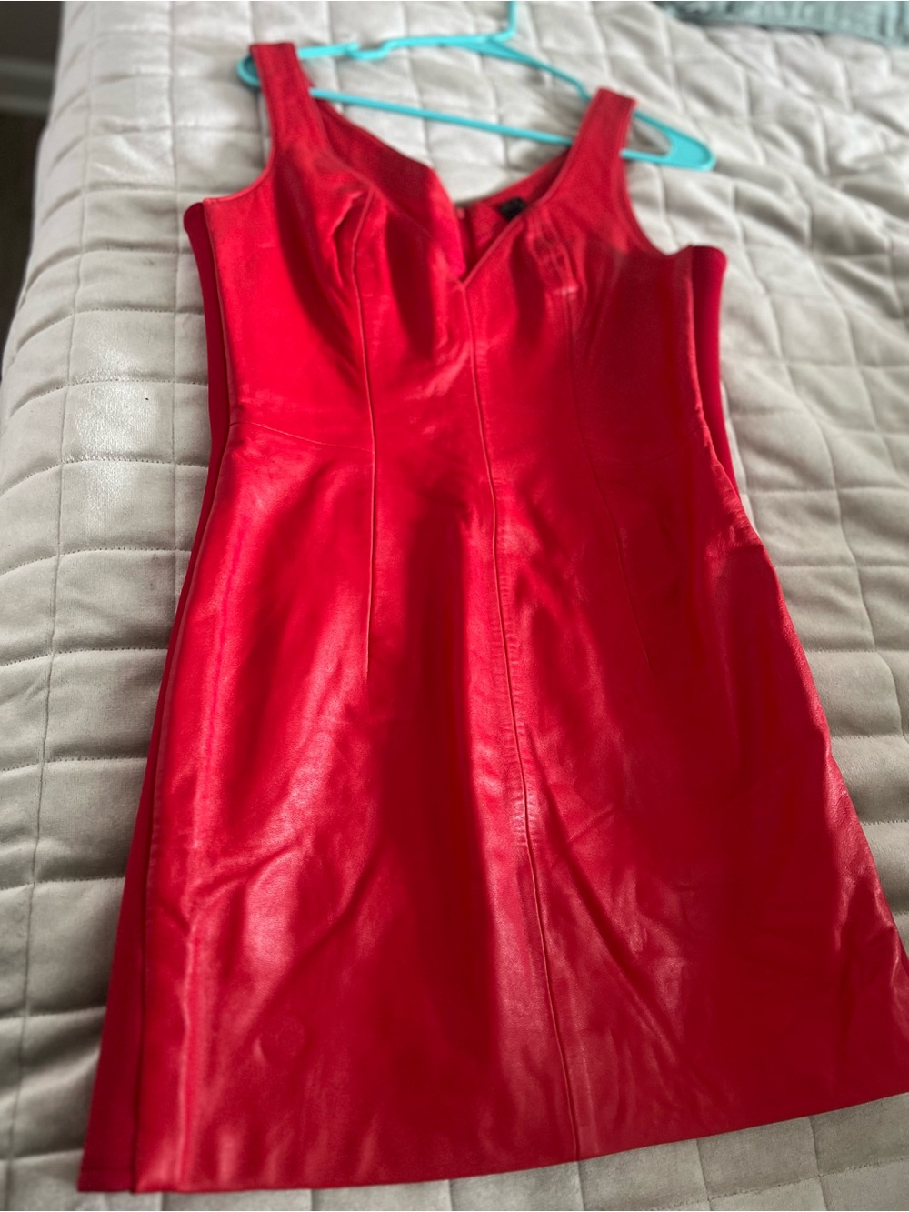 North Beach Leather Red Leather Mini Dress